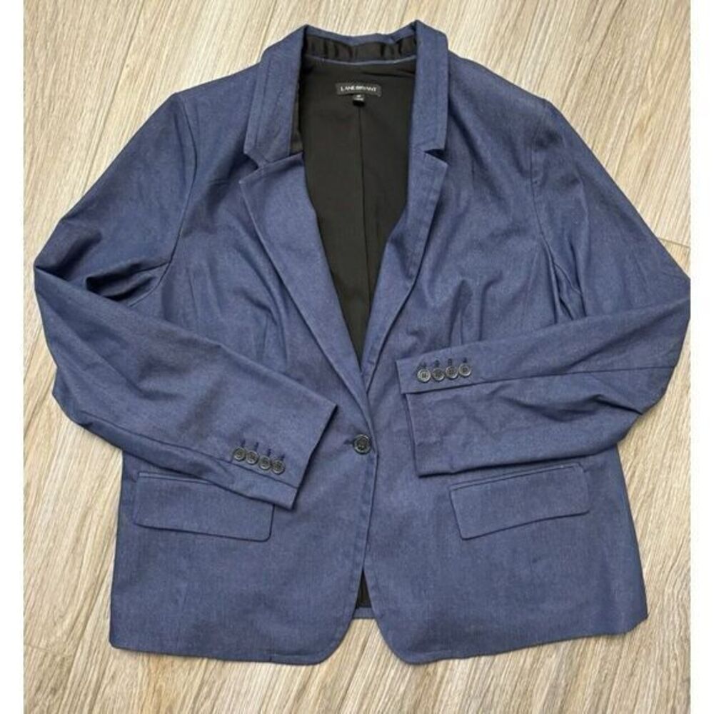 Lane Bryant Women's Plus Size 20 Stretch Ponte Knit Blazer‎ Denim Blue Office